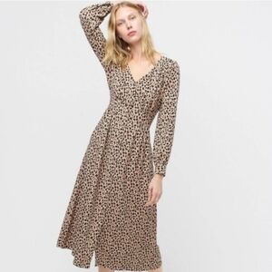 J. Crew Animal Print Long Sleeve Dress